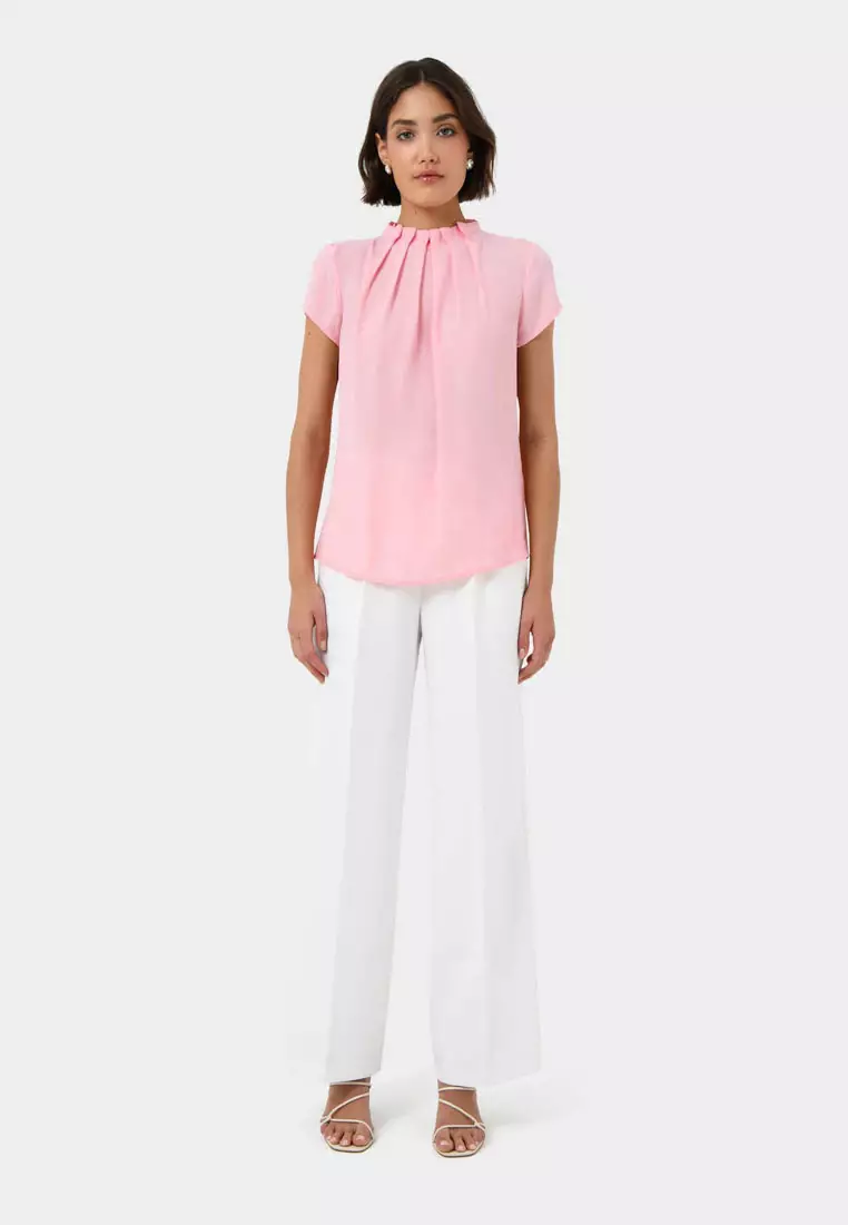 Olivia Pleated High Neck Top