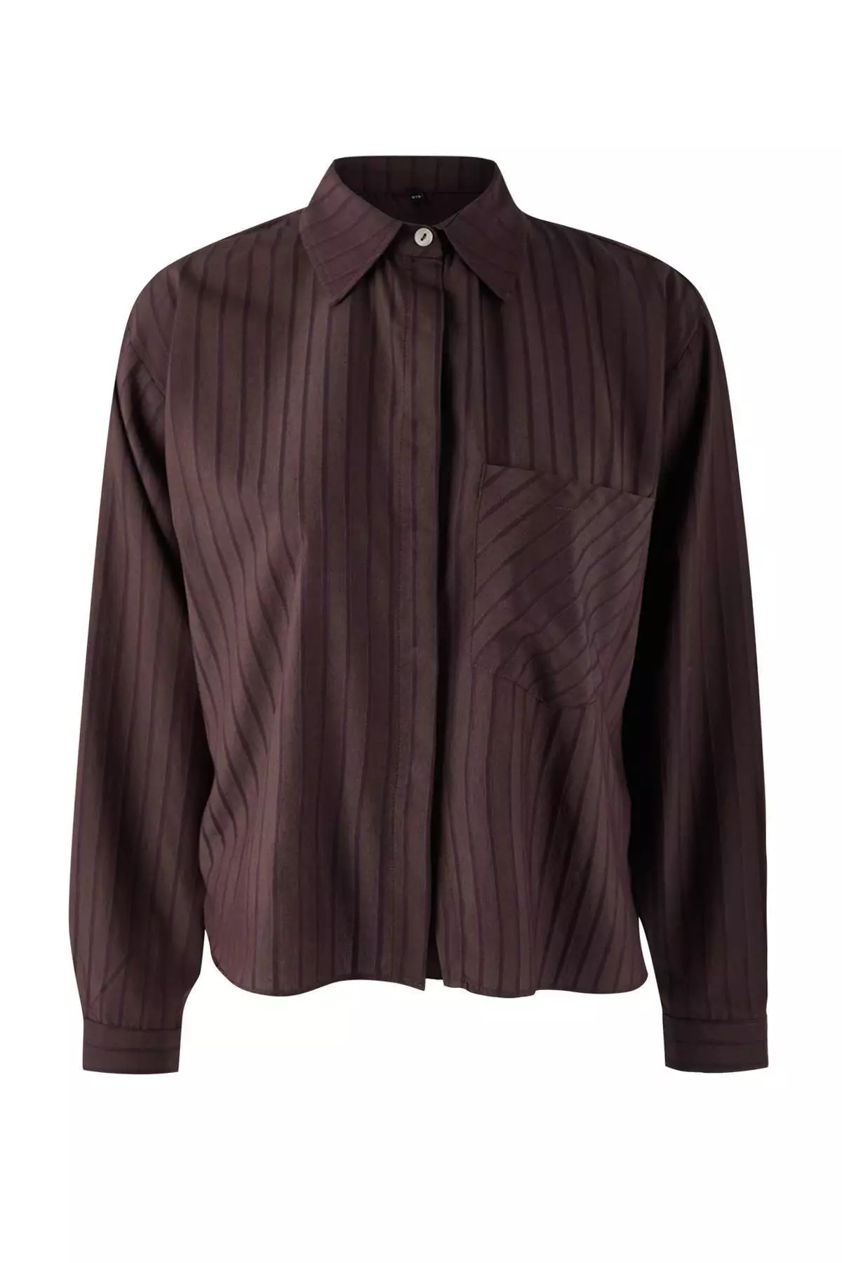 Brown Striped Oversized Woven Shirt Twoaw26Go138