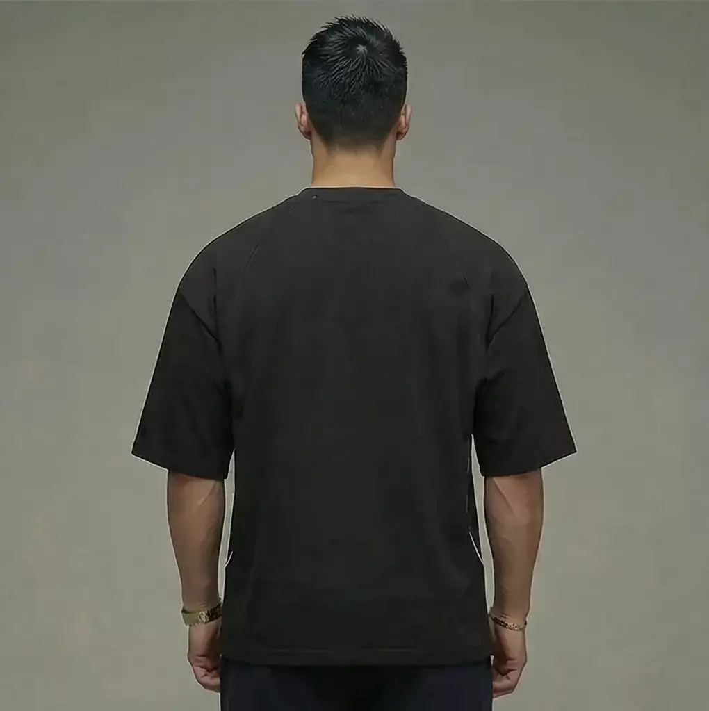 THIRDDAY Kaos Oversize Gym Piped Tracktop Cotton Hybrid 240gsm hitam MTZ07