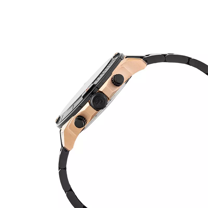 Jam Tangan Pria Alexandre Christie Chronograph AC 6631 MC BBRBA Men Black Dial Black Stainless Steel Strap