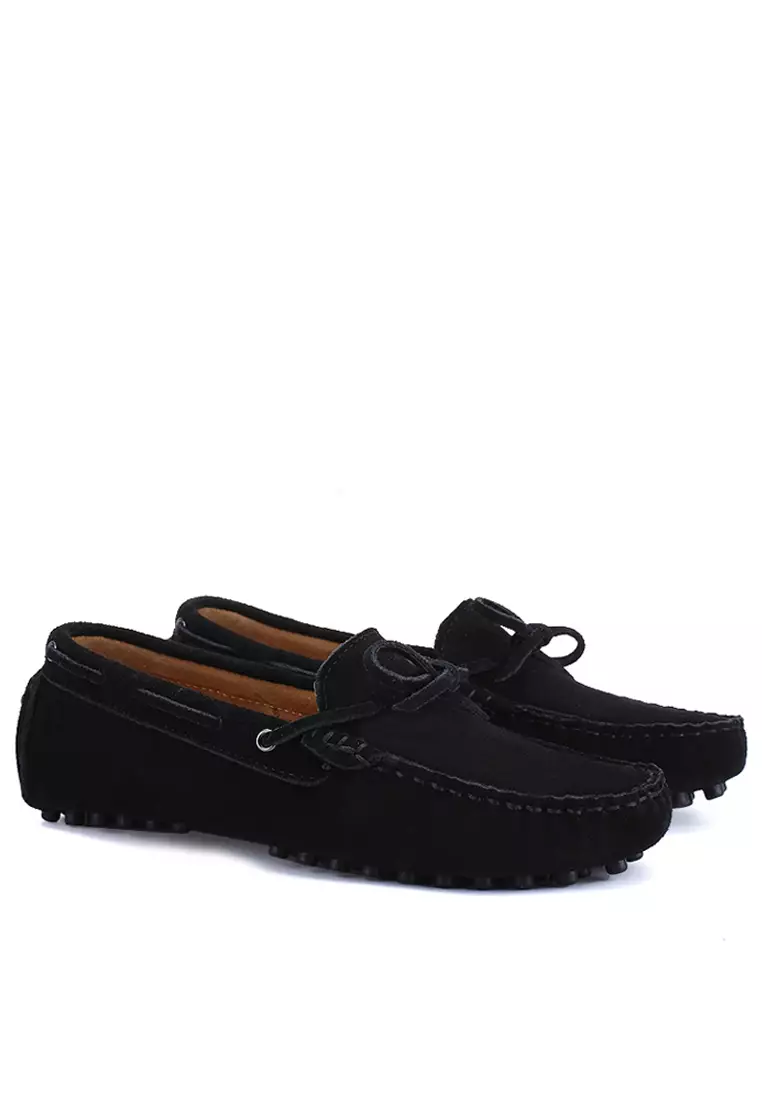 Mens black suede loafers best sale