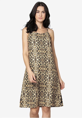 FabAlley brown Leopard Print Strappy Slip Dress C59D2AAA6654A9GS_1