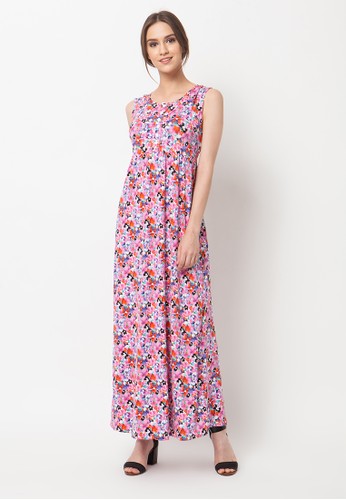 duapola Flower Button Long Dress