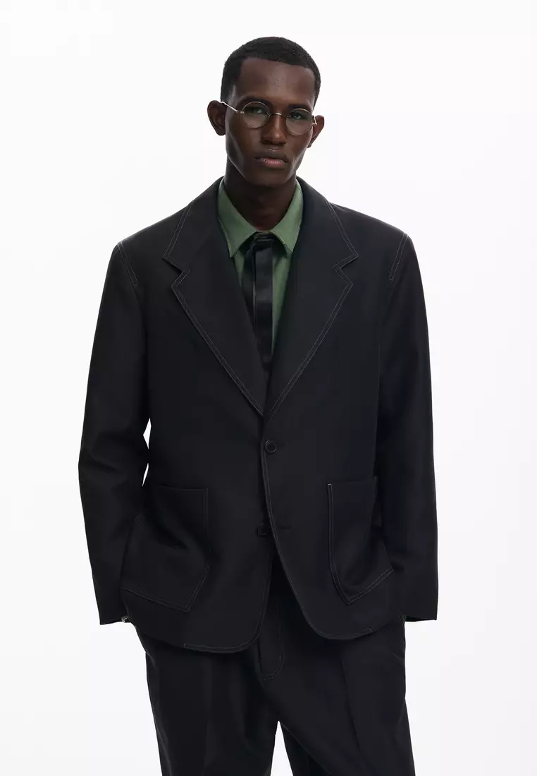 Blazer with contrast stitching