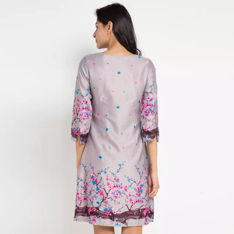 Anne Dress In Grey Floral Print