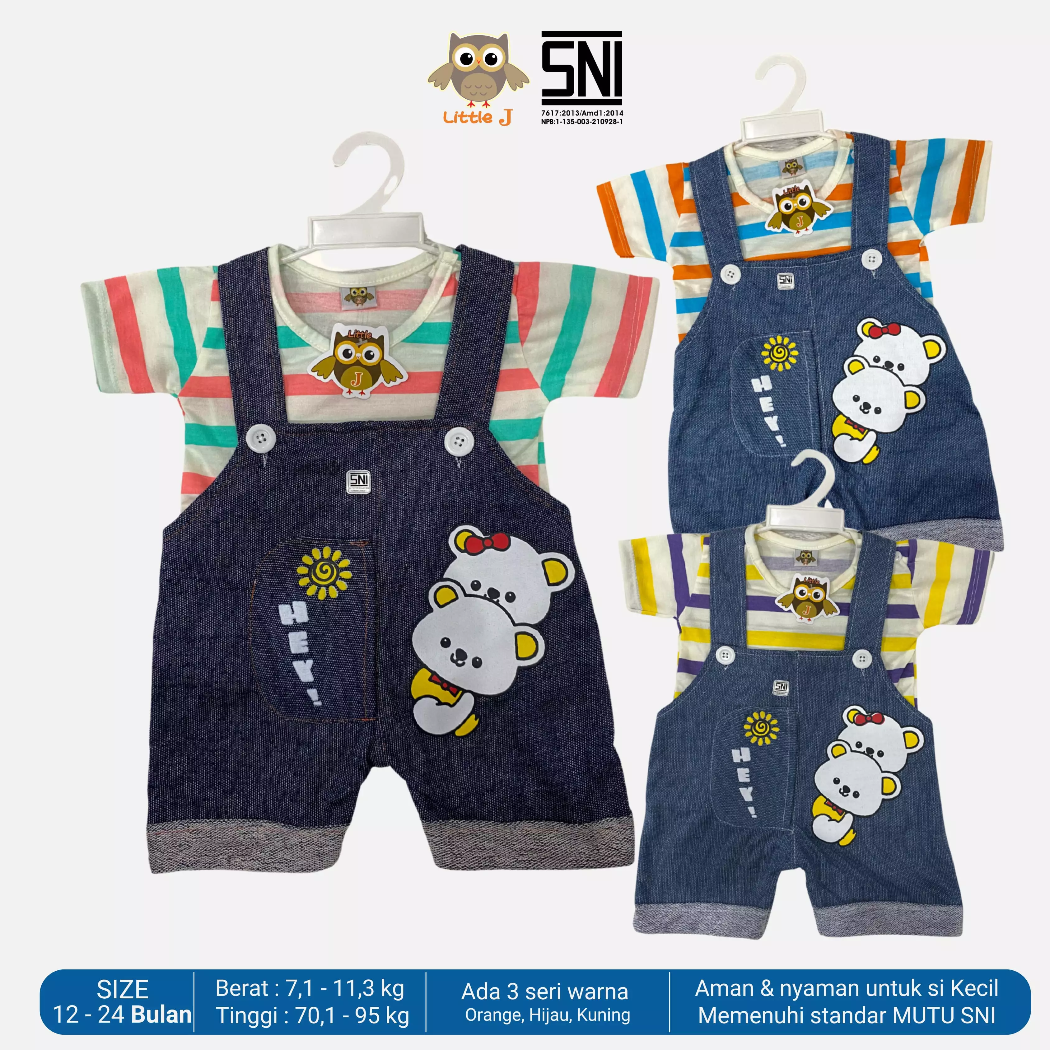 Little J Jumsuit Bayi Jumper Pendek Anak Cowok Romper Baju Kodok Motif SNI Lokal