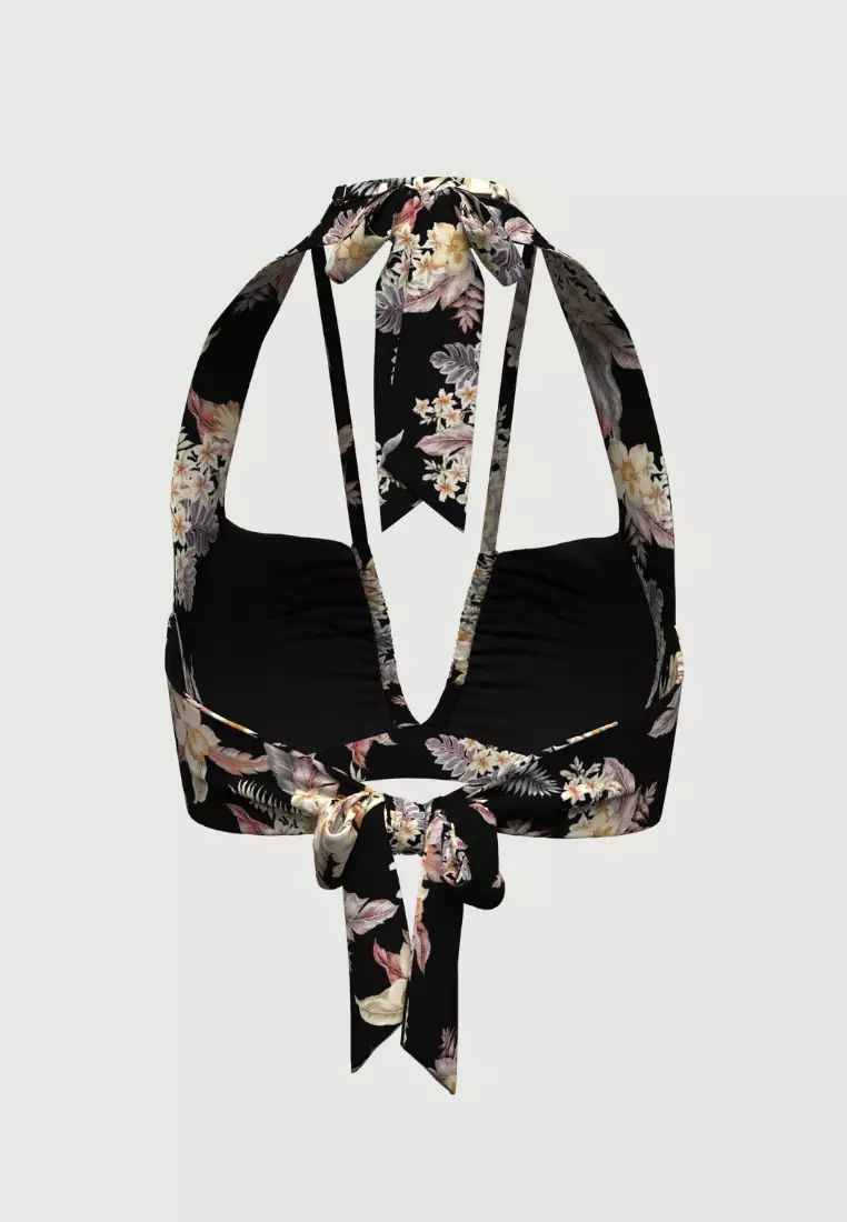 Desert Tropics Black Halter Bikini Top