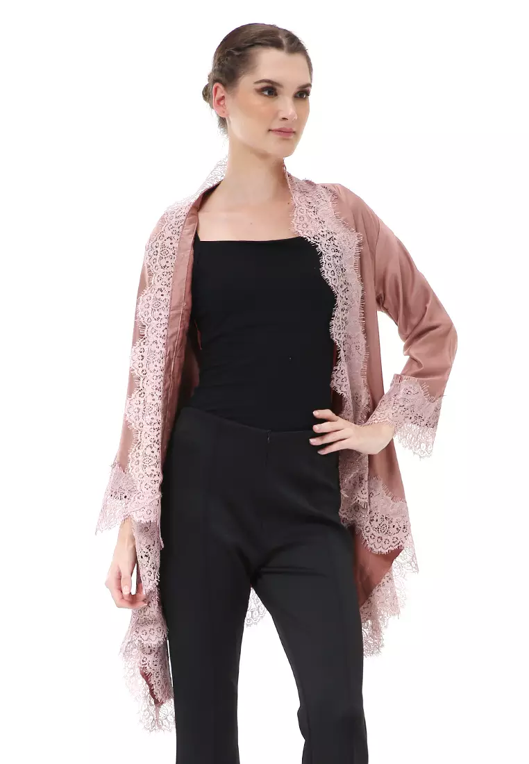 Reine Atasan Wanita Outer Kebaya Traditional Design Material Silk ORIGINAL - Rose Gold