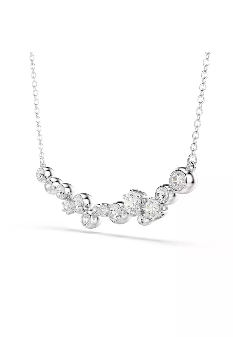 Constella necklace, Mixed cuts, White, Rhodium plated