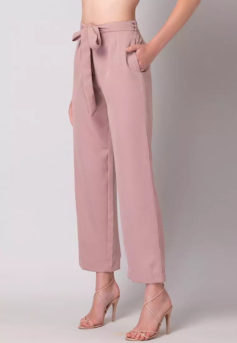 SIDDARTH TYTLER X FAballey Light Pink Straight Fit Trousers With Self Fabric Belt