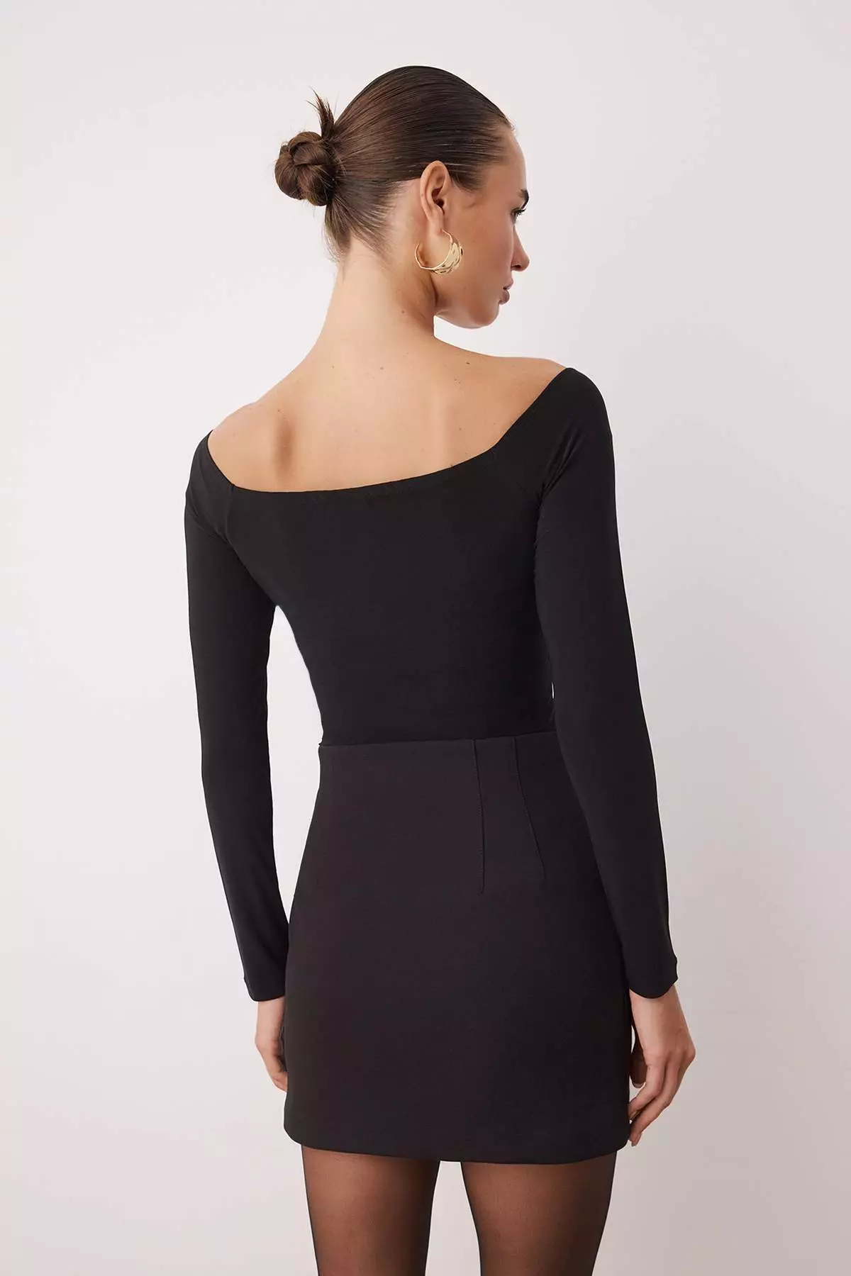 Black Gold Accessory Carmen Collar Knitted Party Bodysuit Tpraw26Bd00017