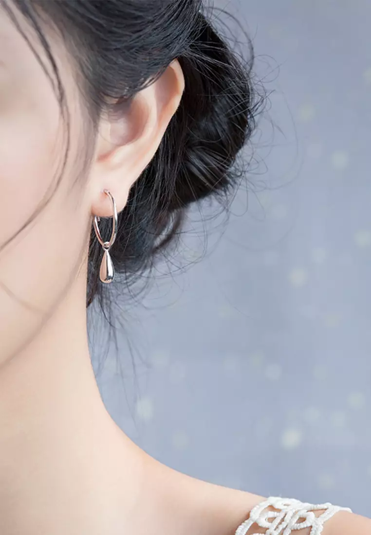 925 Silver Waterdrop Hoop Earrings JW AR-E6471