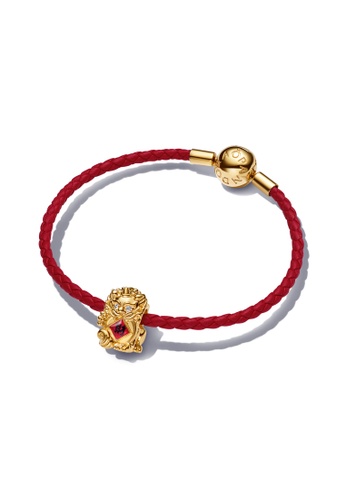 PANDORA red and multi and gold Pandora 14K Gold-Plated Chinese Fortune Pixiu Leather Bracelet Set 786D4AC659D87DGS_1