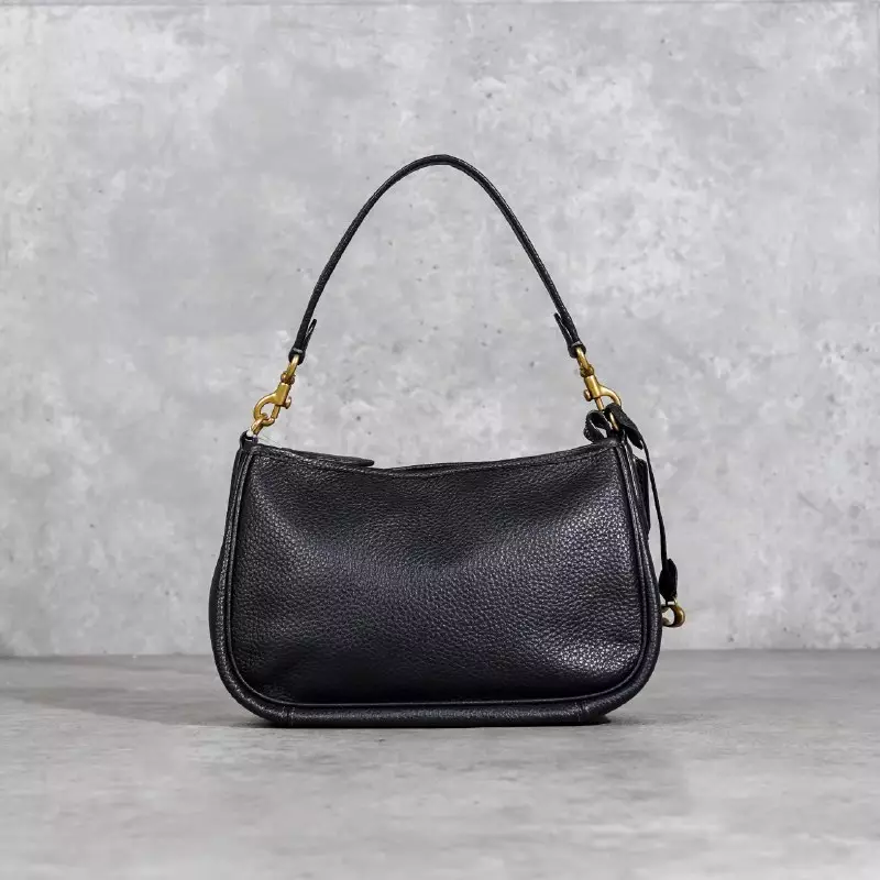 Tas COACH CARY PLAIN BLACK SOFT LEATHER SHOULDER BAG WITH LS 100% ORIGINAL