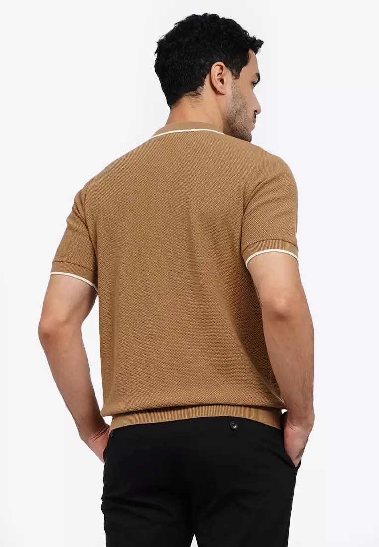 Knitted Polo Shirt with Zipper