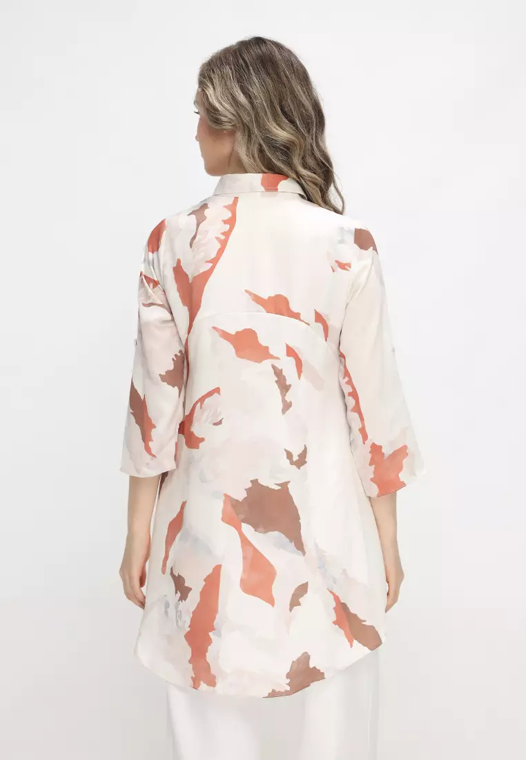 Shirt  Pattern Abstrack Cream Material Wolly Crepe By Brilliant Girl Warna Cream