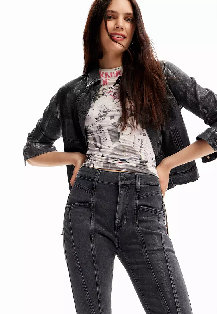 Desigual Woman Metallic push-up skinny jeans.