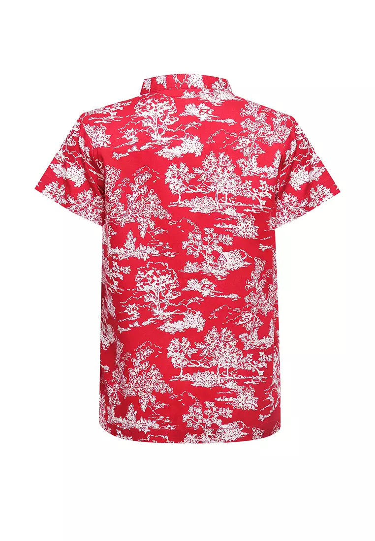 Qna Boy Haoyu Kemeja Pendek Ciang-I Anak Merah Motif Daun