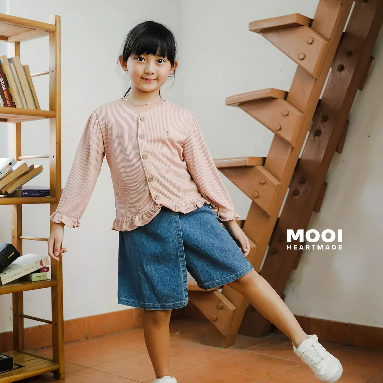 Mooi Cardigan Anak Sunny Rib Cardigan - Rye Grass