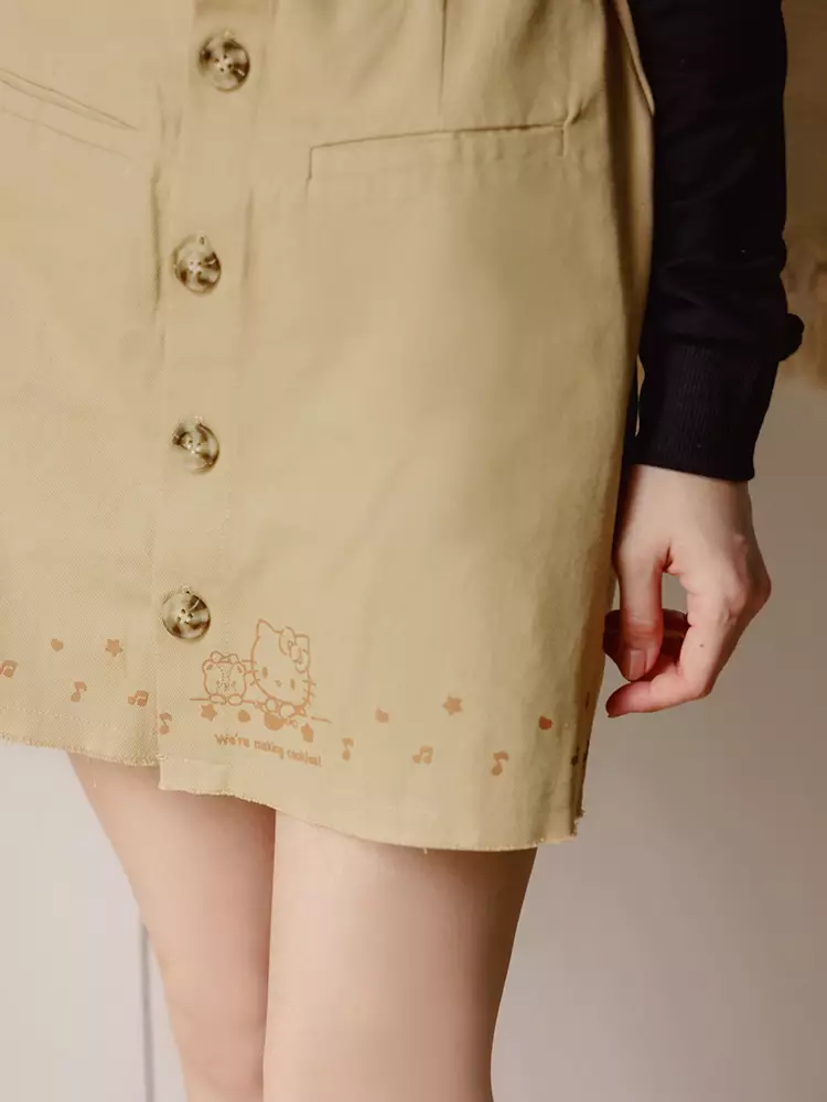 KITTY Elastic Waist Button-Down A-Line Mini Skirt [KB1258]