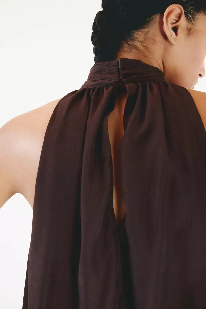 Bubble-hem halterneck top
