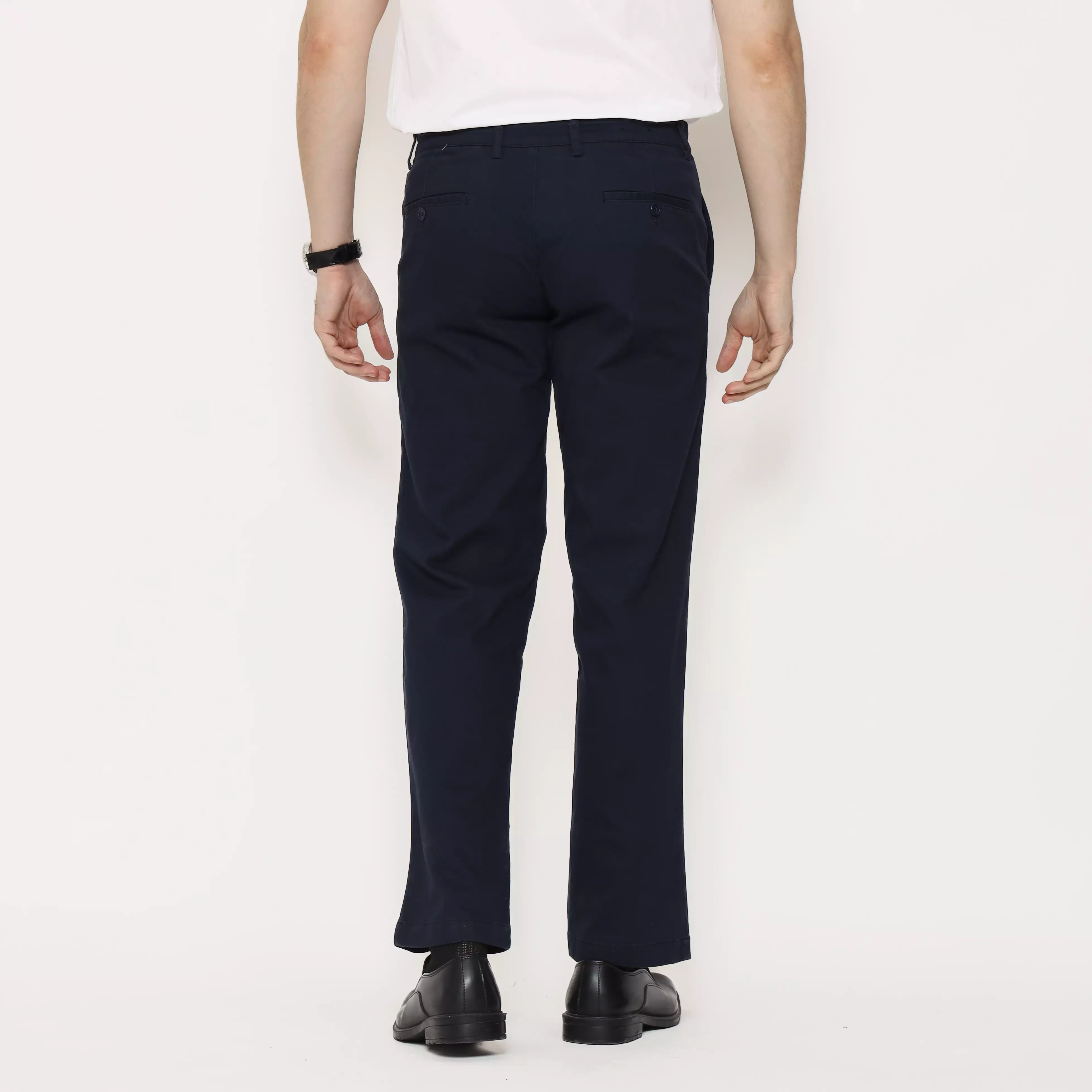 LAWELL EIPHORRA-ST-R Celana Chinos Pria Regular Fit Cotton Stretch Warna Navy