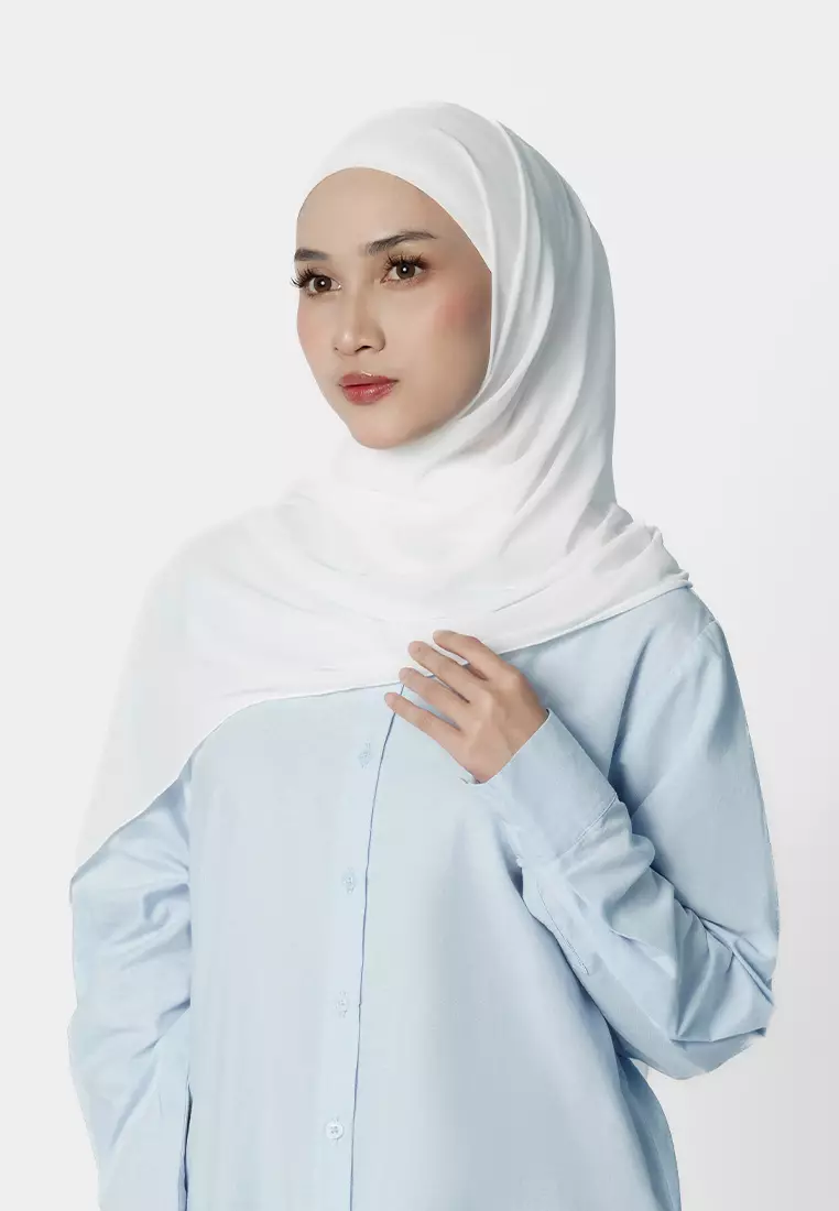 Jenna and Kaia - Ideline Pashmina 2.0 White Whisper - Pashmina Instan Premium