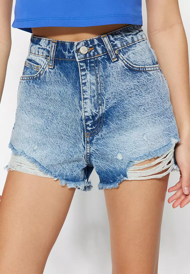 Ripped Denim Shorts