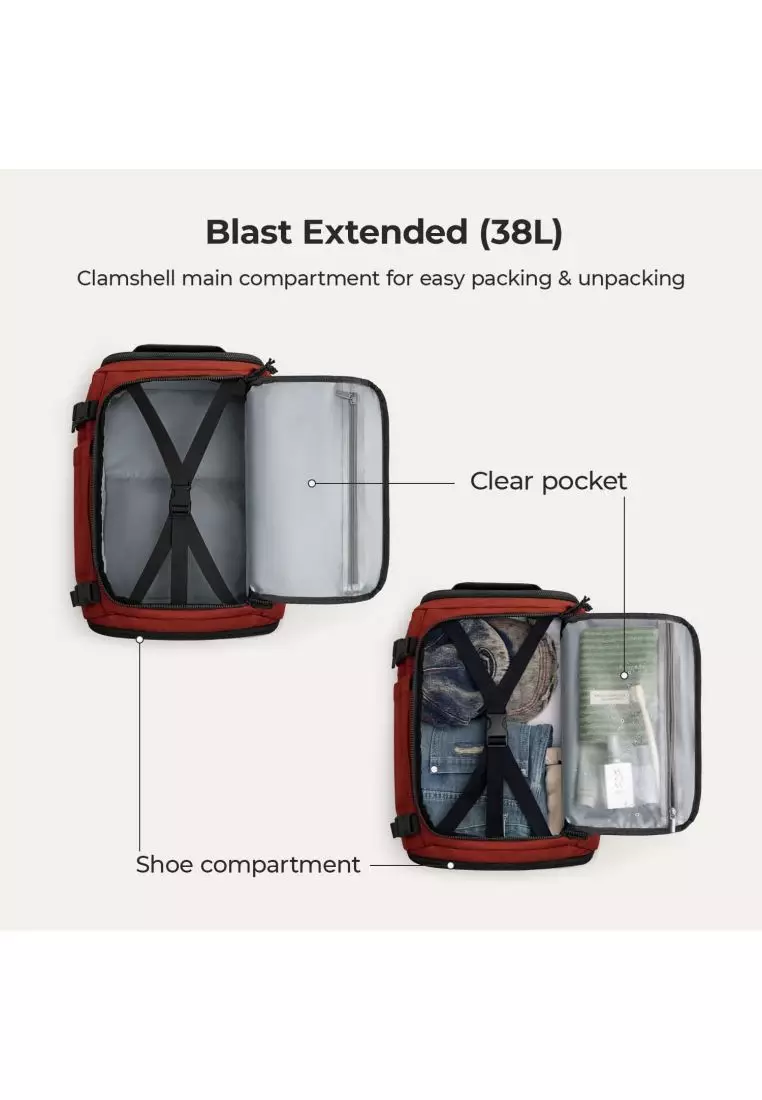 Bagsmart Blast Quick Access Carry On Travel Backpack Extended 38L (Brandy Snifter)