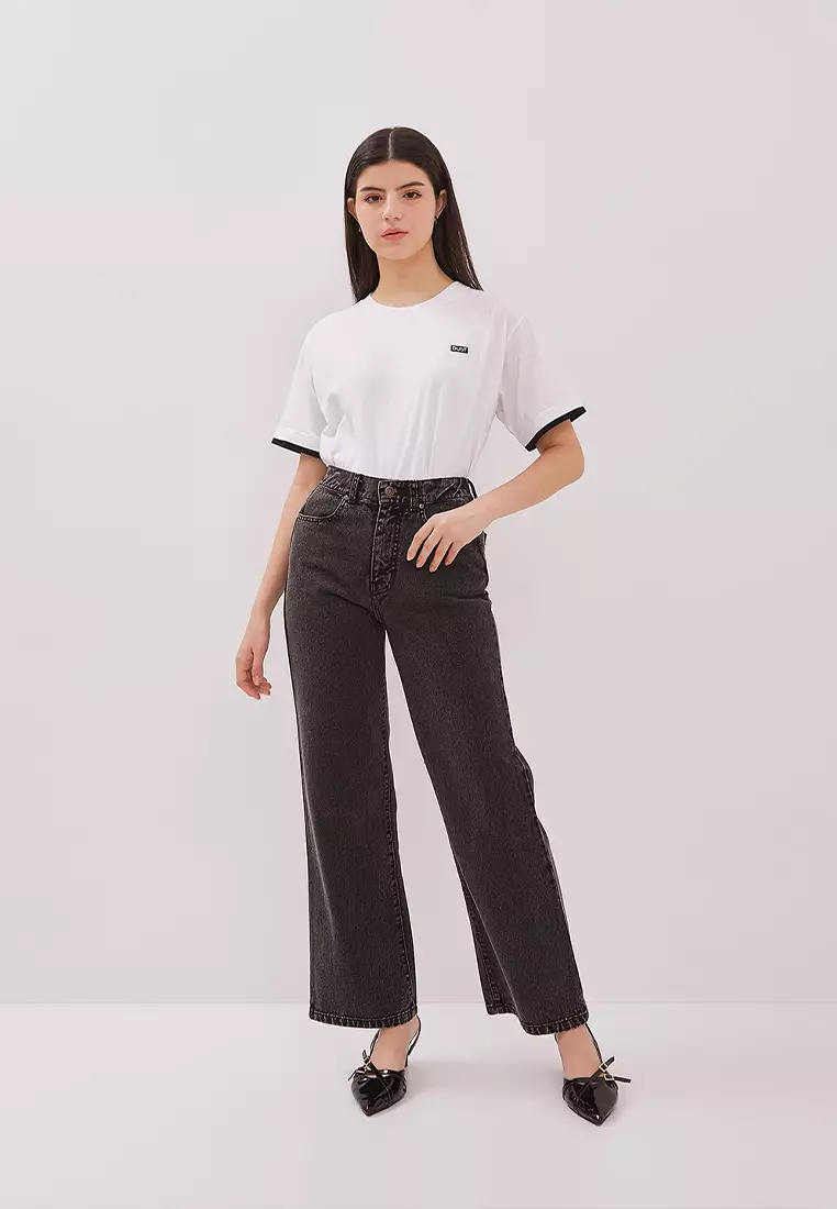 DUST Celana High Loose Jeans Gamila Hitam (D.39129)