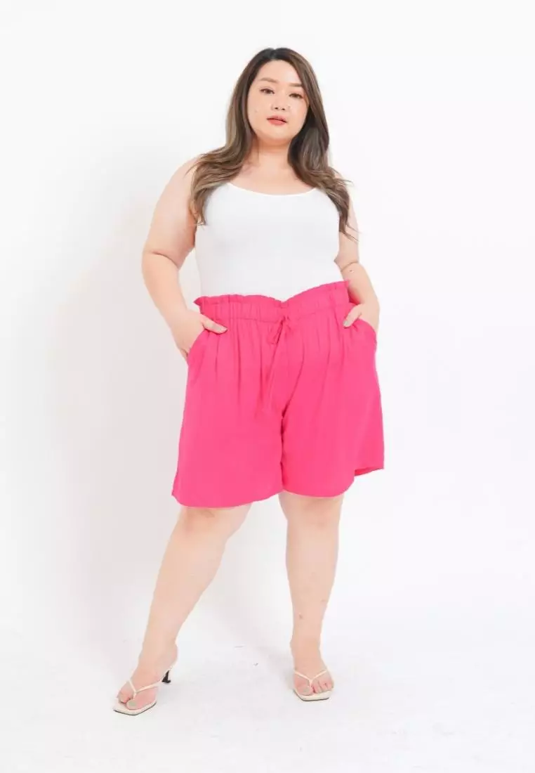 Plus Size Short Pants Lucia Fuschia Pink