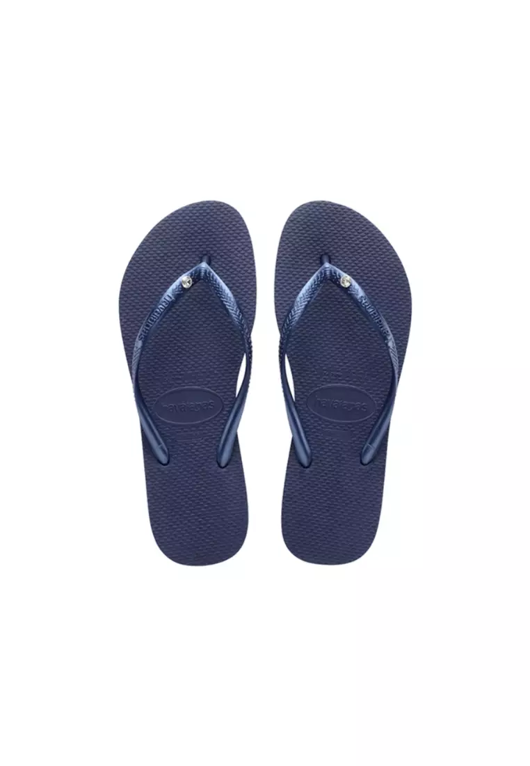 Navy havaianas with discount crystal