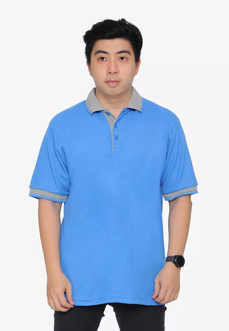 Andre Michel Kaos Polo Shirt Lengan Pendek Kerah Abu Biru BCA 933-52