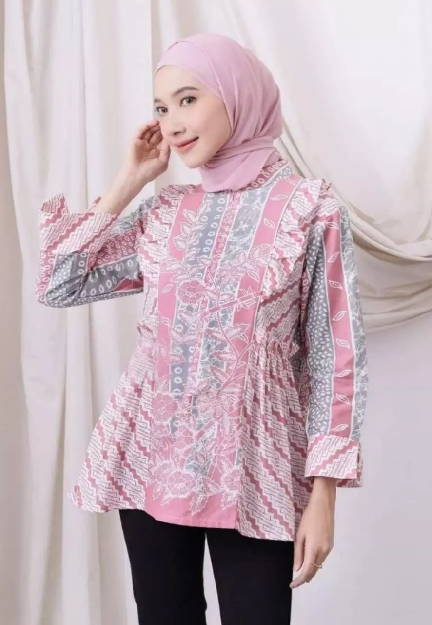 Jual Elegant Batik Blouse Batik Fellinda Pink Premium Elegant B.K ...