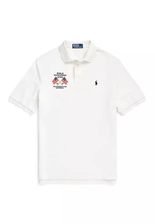 Classic Fit Flag-Embroidered Polo Shirt