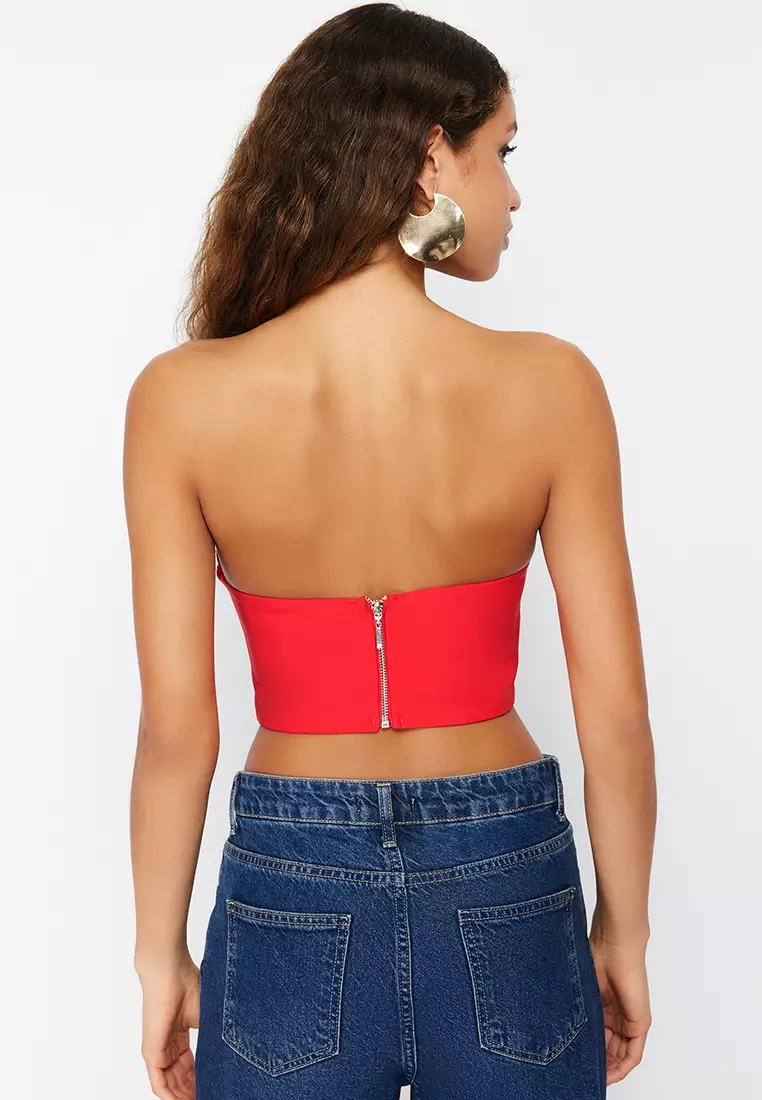 Buy Trendyol Crop Corset Detailed Bustier in Red 2024 Online