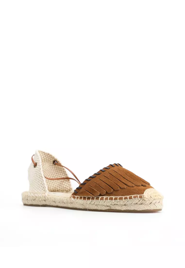 Lace Up Tassel Cow Suede Sandals HB007