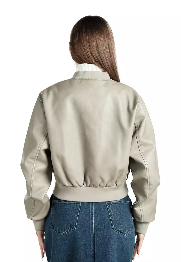 Drop Shoulder Zipper Jacket in Mocha