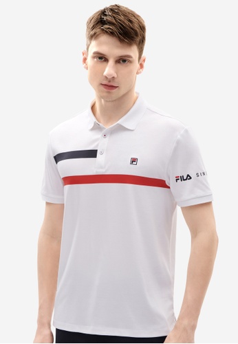 FILA white Men's Embroidered F-Box Logo Cotton Polo Shirt 9E986AAEA22A29GS_1