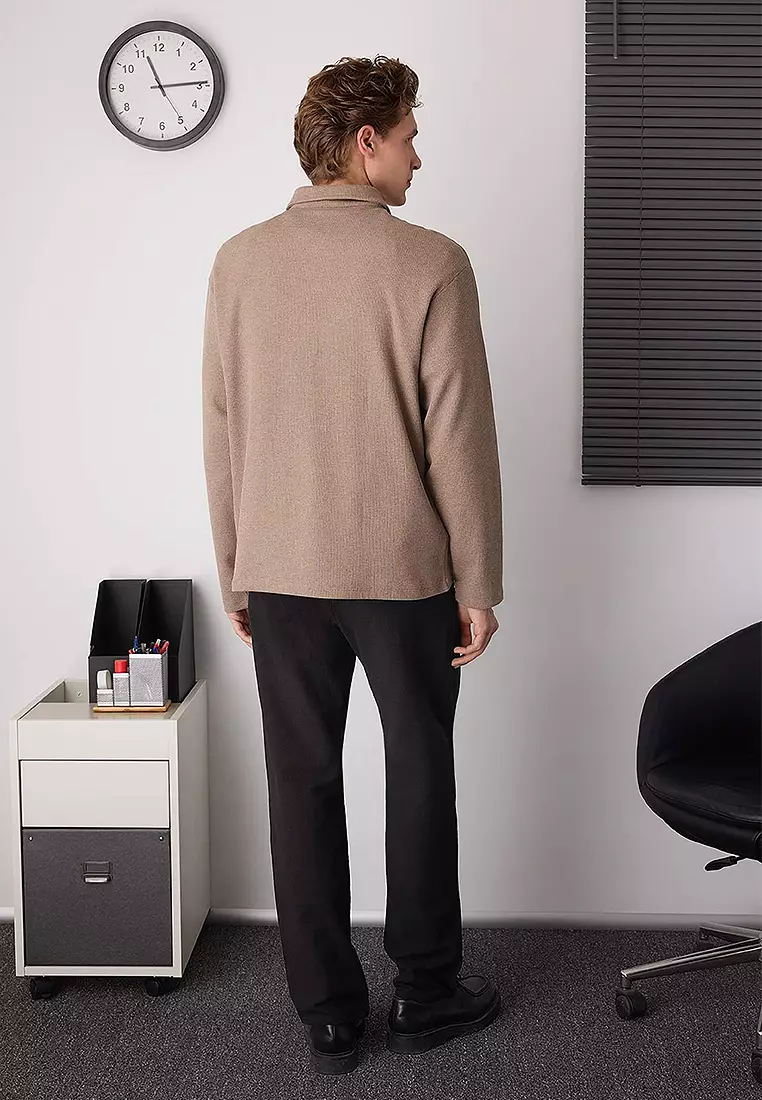 Polo Neck Plain Sweatshirt