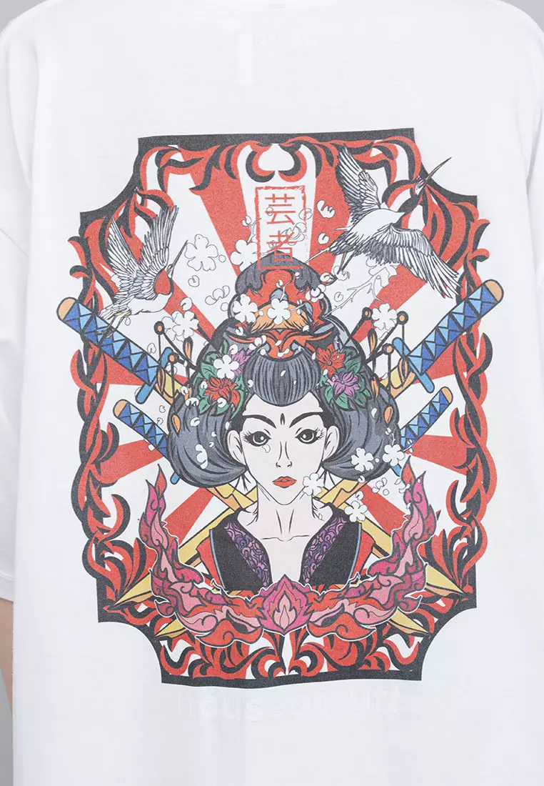 Houseofcuff Kaos Oversized Tshirt Wanita Unisex Tebal Putih Japan