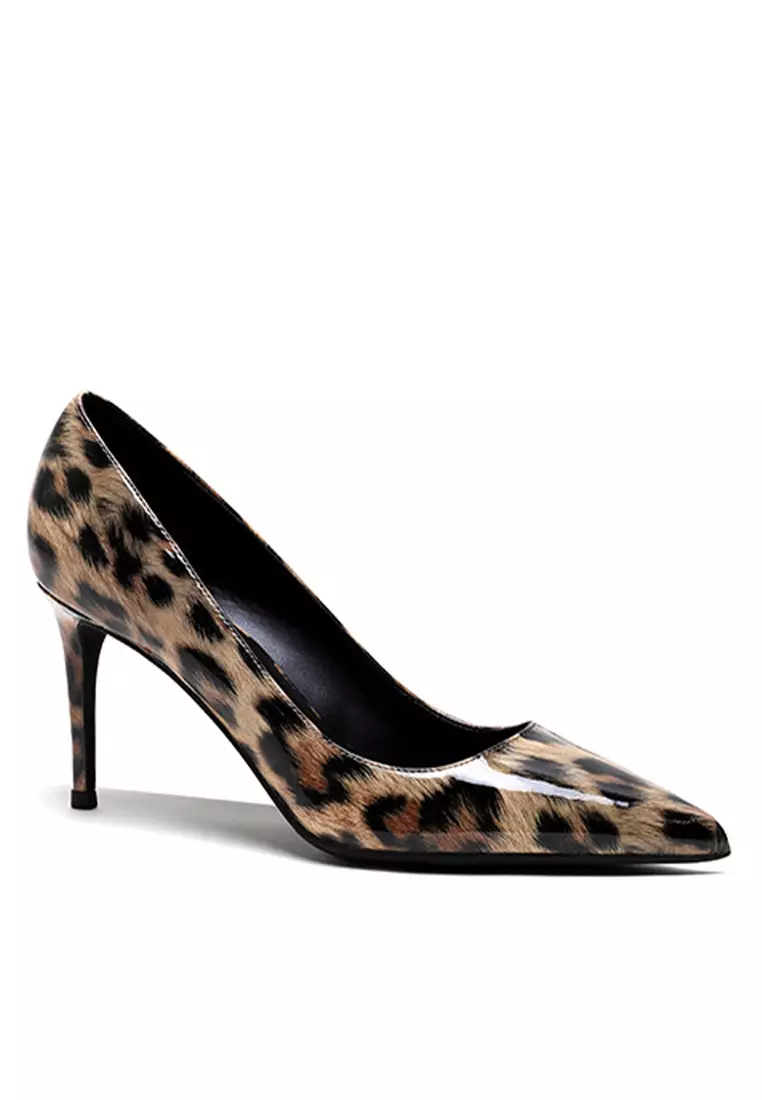 8CM Leopard Patent Pointed High Heel Shoes HZL180