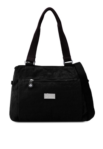 Bagstation black Crinkled Nylon Shoulder Bag 1232AAC17E344BGS_1