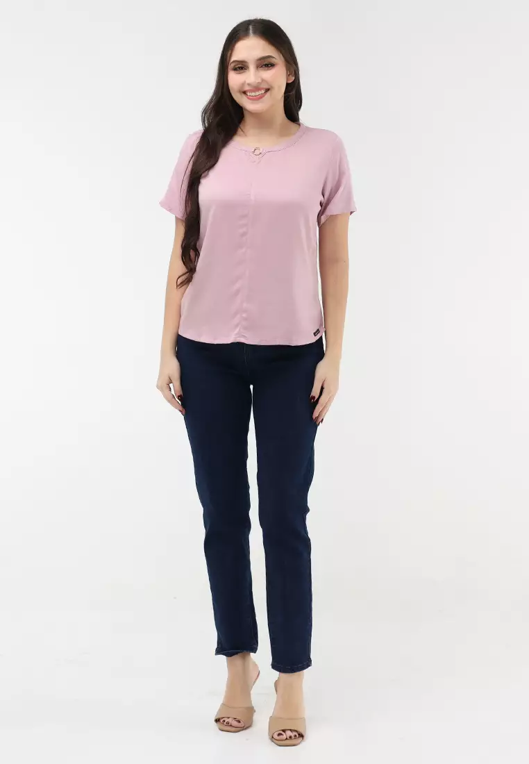 Single Twill Woven Short Sleeves Blouse