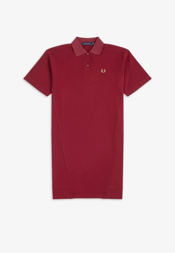 Fred Perry red D9155 - BOXY PIQUE DRESS - (DARK RED) 6A41EAAE9B871DGS_1