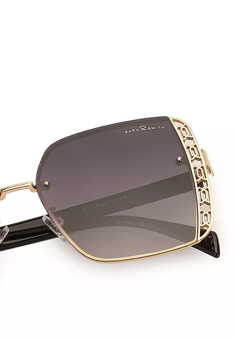 Unisex Polarized Oversized Sunglasses (Kacamata Hitam) - Emas / Abu-Abu