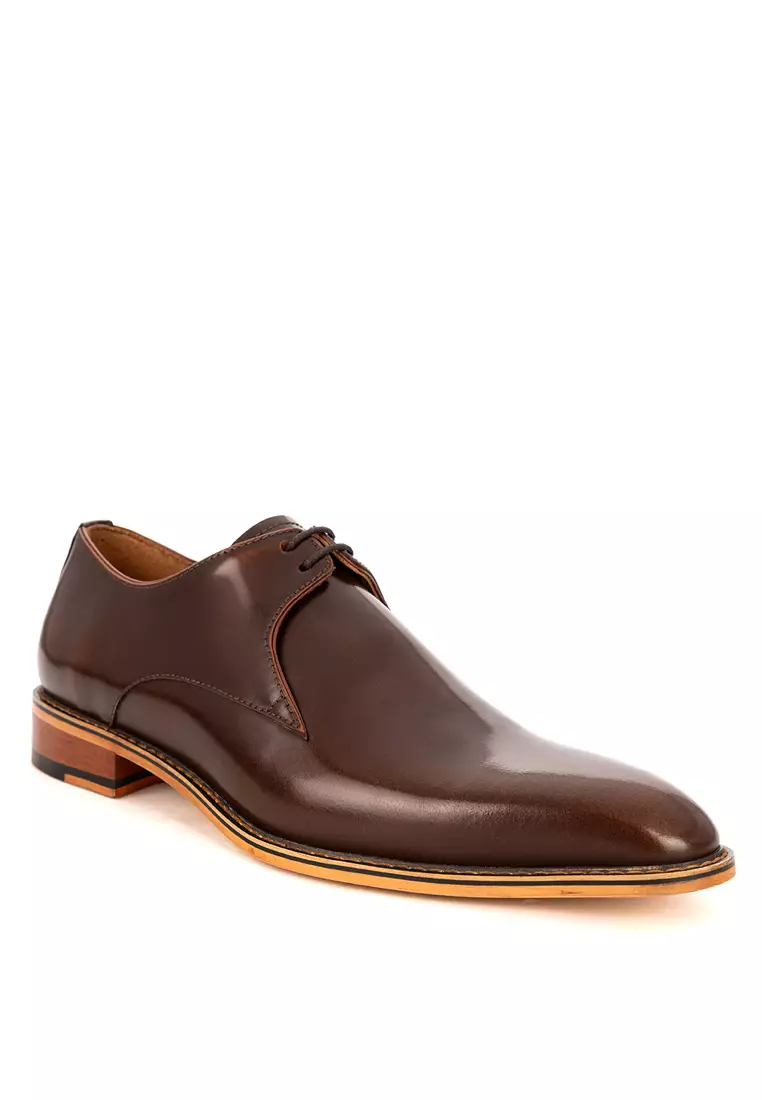 Discount on Bristol Shoes  shoes - SKU: Bowen Brown Brush-off Leather Derby Shoes