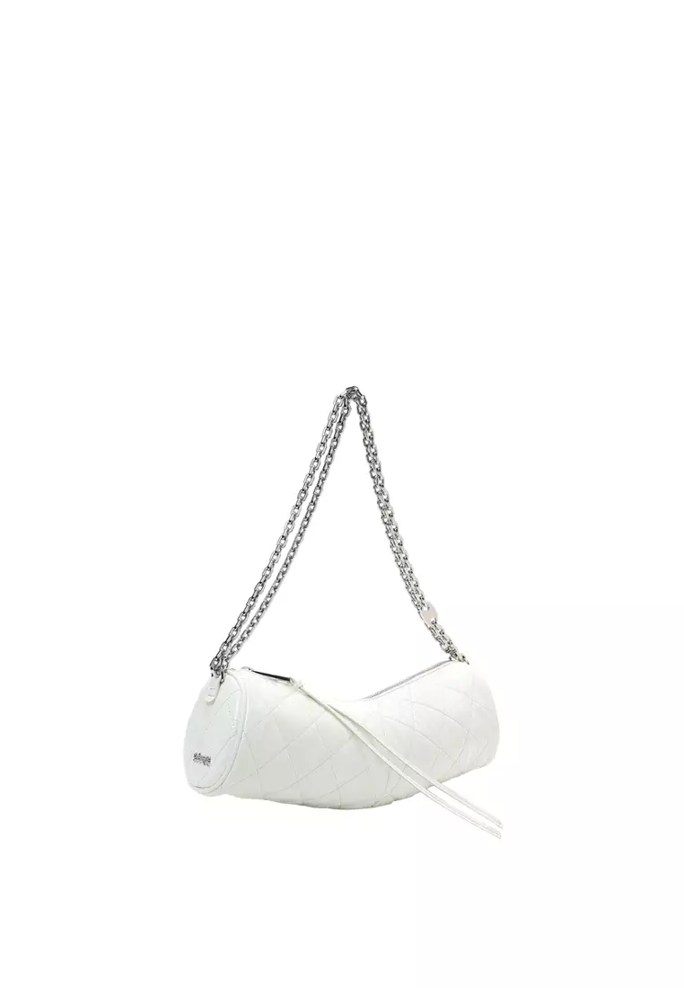 Croissant Barrel Crossbody Clutch Bag - White