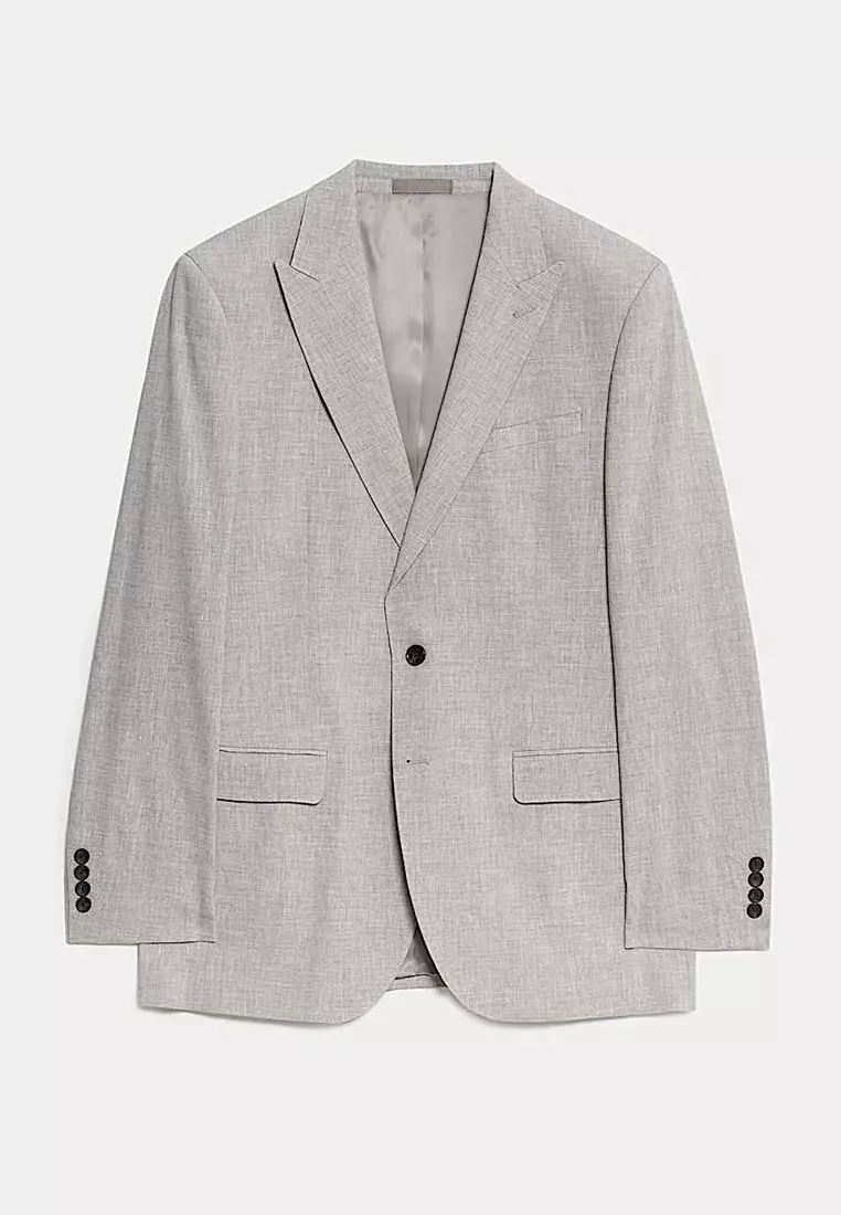Tailored Fit Linen Rich Suit Jacket