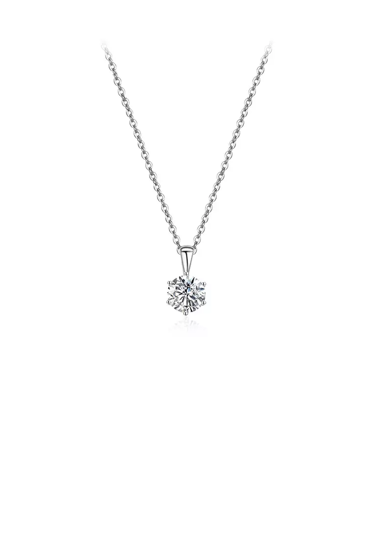925 Sterling Silver Simple and Delicate Geometric Round Cubic Zirconia Pendant with Necklace